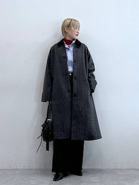 「アイテム（ステンカラーコート）」を使った、たけおさん（レディース・157cm）の秋コーディネート