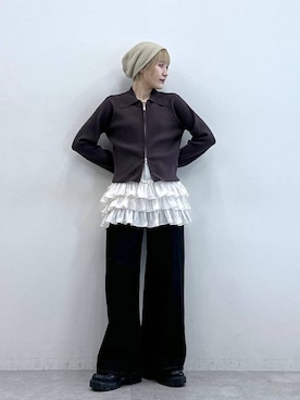 「RAGEBLUE（レイジブルー）のアイテム（帽子）」を使った、たけおさん（レディース・157cm）の秋コーディネート