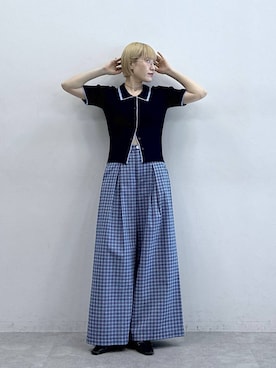 「RAGEBLUE（レイジブルー）のアイテム（スラックス）」を使った、たけおさん（レディース・157cm）の春コーディネート