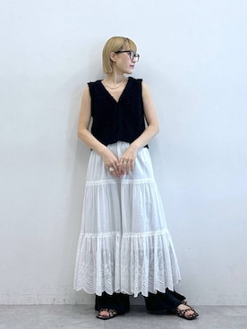 「アイテム（スラックス）」を使った、たけおさん（レディース・157cm・30代）の夏コーディネート