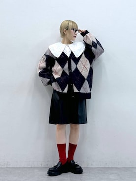 「アイテム（メガネ、グレー系）」を使った、たけおさん（レディース・157cm）の秋コーディネート