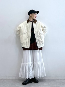 「RAGEBLUE（レイジブルー）のアイテム（帽子）」を使った、たけおさん（レディース・157cm）の秋コーディネート