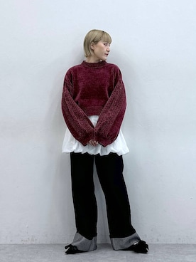 「アイテム（ニット/セーター）」を使った、たけおさん（レディース・157cm・30代）の夏コーディネート