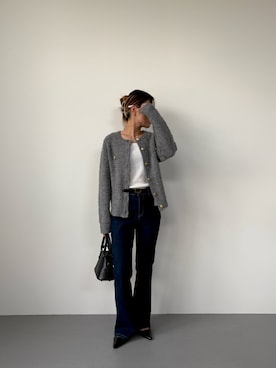 「アイテム（ノーカラージャケット）」を使った、あんさん（レディース・155cm）の秋コーディネート