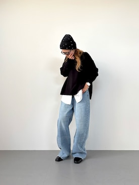 「アイテム（ニットキャップ/ビーニー）」を使った、あんさん（レディース・155cm）の秋コーディネート