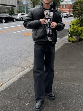 「AZUL by moussy（アズールバイマウジー）のアイテム（ニット/セーター）」を使った、AZUL BY MOUSSYさん（メンズ・177cm）の冬コーディネート