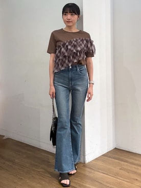 「AZUL by moussy（アズールバイマウジー）のアイテム（ショルダーバッグ）」を使った、AZUL BY MOUSSYさん（レディース・160cm）の夏コーディネート