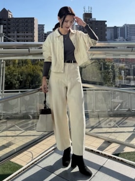 「AZUL by moussy（アズールバイマウジー）のアイテム（スラックス）」を使った、AZUL BY MOUSSYさん（レディース・160cm）の冬コーディネート