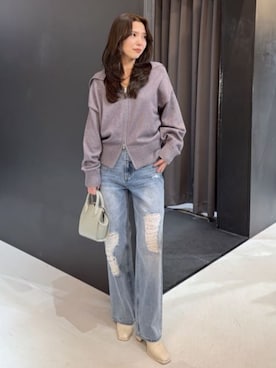 「AZUL by moussy（アズールバイマウジー）のアイテム（シューズ）」を使った、AZUL BY MOUSSYさん（レディース・160cm）の冬コーディネート