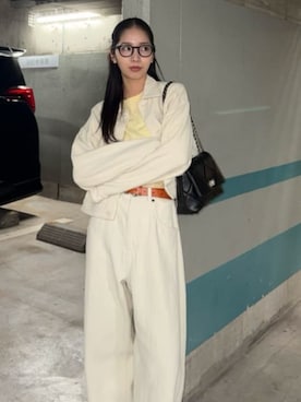 「AZUL by moussy（アズールバイマウジー）のアイテム（スラックス）」を使った、AZUL BY MOUSSYさん（レディース・160cm）の冬コーディネート