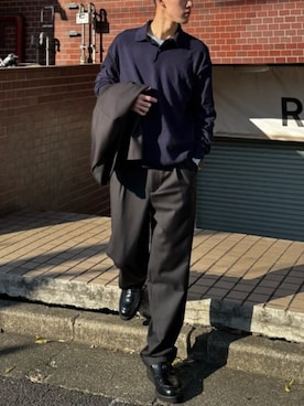 「AZUL by moussy（アズールバイマウジー）のアイテム（スラックス）」を使った、AZUL BY MOUSSYさん（メンズ・177cm）の冬コーディネート