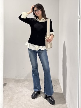 「AZUL by moussy（アズールバイマウジー）のアイテム（シューズ）」を使った、AZUL BY MOUSSYさん（レディース・160cm）の春コーディネート