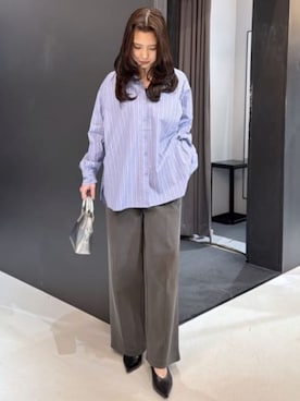 「AZUL by moussy（アズールバイマウジー）のアイテム（スラックス）」を使った、AZUL BY MOUSSYさん（レディース・160cm）の冬コーディネート