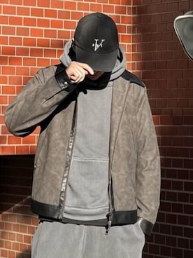「AZUL by moussy（アズールバイマウジー）のアイテム（キャップ）」を使った、AZUL BY MOUSSYさん（メンズ・177cm）の冬コーディネート