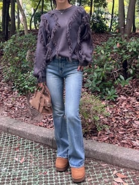 「AZUL by moussy（アズールバイマウジー）のアイテム（デニムパンツ）」を使った、AZUL BY MOUSSYさん（レディース・160cm）の秋コーディネート