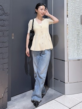 「AZUL by moussy（アズールバイマウジー）のアイテム（バッグ）」を使った、AZUL BY MOUSSYさん（レディース・156cm）の春コーディネート