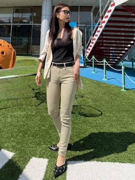 「AZUL by moussy（アズールバイマウジー）のアイテム（シューズ）」を使った、AZUL BY MOUSSYさん（レディース・160cm）の春コーディネート