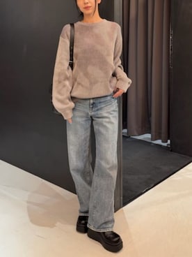 「AZUL by moussy（アズールバイマウジー）のアイテム（デニムパンツ）」を使った、AZUL BY MOUSSYさん（レディース・160cm）の秋コーディネート