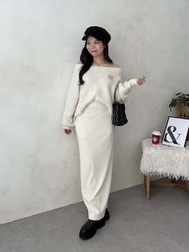 「アイテム（キャスケット）」を使った、まりんさん（レディース・148cm）の冬コーディネート