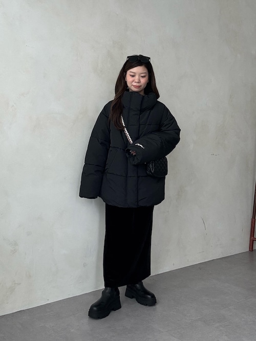 MOMO】袖刺繍スタンドネック中綿ブルゾン（ダウンジャケット/コート