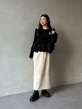 「アイテム（カチューシャ）」を使った、まりんさん（レディース・148cm）の秋コーディネート