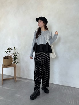 「アイテム（キャスケット）」を使った、まりんさん（レディース・148cm）の秋コーディネート