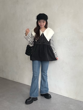 「アイテム（ベスト）」を使った、まりんさん（レディース・148cm）の秋コーディネート
