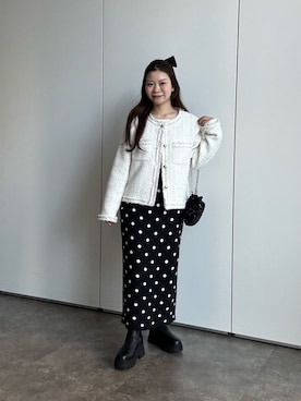 「アイテム（ノーカラージャケット）」を使った、まりんさん（レディース・148cm・20代）の秋コーディネート