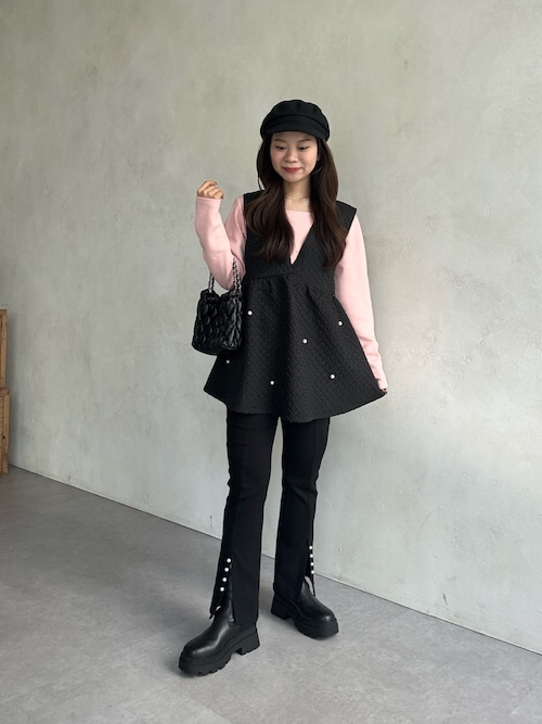 MOMO】深Vネックパールペプラムベスト（ベスト）｜prose verse（プロズ