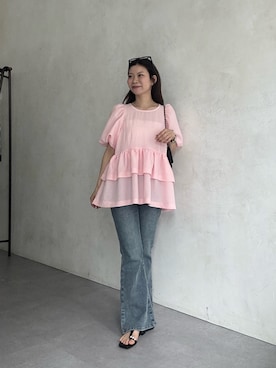 「prose verse（プロズヴェール）のミニチェーンショルダーバッグ（トートバッグ、ブラック系）」を使った、まりんさん（レディース・148cm）の春コーディネート