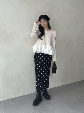 「アイテム（キャスケット）」を使った、まりんさん（レディース・148cm）の秋コーディネート