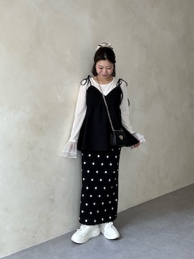「prose verse（プロズヴェール）の袖フリルチュールシアートップス（Tシャツ/カットソー）」を使った、まりんさん（レディース・148cm・20代）の夏コーディネート