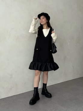 「アイテム（キャスケット）」を使った、まりんさん（レディース・148cm）の秋コーディネート