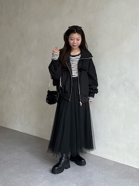 「アイテム（ブルゾン）」を使った、まりんさん（レディース・148cm）の秋コーディネート