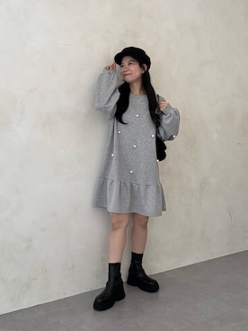 「アイテム（キャスケット）」を使った、まりんさん（レディース・148cm）の秋コーディネート