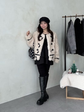 「アイテム（キャスケット）」を使った、まりんさん（レディース・148cm）の冬コーディネート