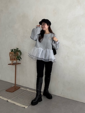 「アイテム（キャスケット）」を使った、まりんさん（レディース・148cm）の秋コーディネート