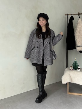 「アイテム（キャスケット）」を使った、まりんさん（レディース・148cm）の冬コーディネート