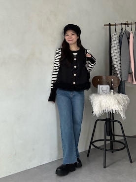 「アイテム（キャスケット）」を使った、まりんさん（レディース・148cm）の冬コーディネート