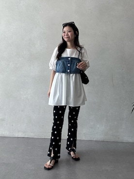 「prose verse（プロズヴェール）のTストラップトングサンダル（サンダル、ブラック系）」を使った、まりんさん（レディース・148cm）の春コーディネート