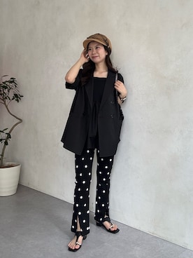 「prose verse（プロズヴェール）のTストラップトングサンダル（サンダル、ブラック系）」を使った、まりんさん（レディース・148cm）の春コーディネート