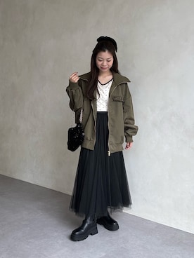 「アイテム（ブルゾン）」を使った、まりんさん（レディース・148cm）の秋コーディネート