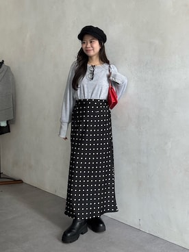 「アイテム（キャスケット）」を使った、まりんさん（レディース・148cm）の冬コーディネート