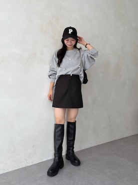 「prose verse（プロズヴェール）のスカートライクショートパンツ（その他パンツ、ブラック系）」を使った、まりんさん（レディース・148cm）の秋コーディネート