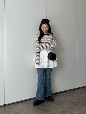 「アイテム（ショルダーバッグ）」を使った、まりんさん（レディース・148cm）の夏コーディネート