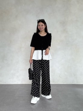 「ドットパンツ」｜まりんさん（レディース・148cm）の春コーディネート