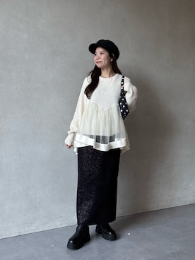 「アイテム（ハンドバッグ）」を使った、まりんさん（レディース・148cm）の秋コーディネート