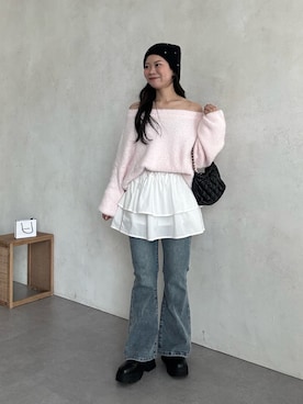 「prose verse（プロズヴェール）のアイテム（帽子）」を使った、まりんさん（レディース・148cm）の冬コーディネート