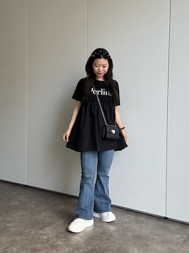 「アイテム（デニムパンツ）」を使った、まりんさん（レディース・148cm）の夏コーディネート