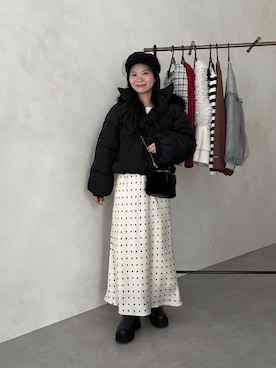 「アイテム（キャスケット）」を使った、まりんさん（レディース・148cm）の冬コーディネート